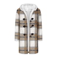 thumbnail image 6 of Bixock Winter Pea Coats for Women Peacoat Jacket Hooded Fleece Long Sleeve Print Button Collar Loose Warm Outerwear for Women Clothings, 6 of 6