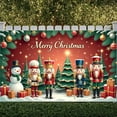 thumbnail image 4 of Nutcracker Theme Christmas Banner Snowman Design Merry Christmas Banner Christmas Tree Decor Red Background Xmas Banner for Christmas Party Holiday Decoration Indoor Celebration, 4 of 9