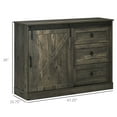 thumbnail image 3 of Homiyad Farmhouse Kitchen Sideboard, Buffet Cabinet with Sliding Barn Door and 3 Storage Drawers for Living Room, Dark Gray, 3 of 8