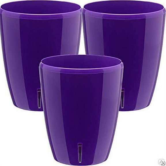 DecoPots - Self Watering Orchids Pot 4.9 inch - Set of 3 - Wicking Planter for Flowers  Water Level Indicator 4.9 ", Violet