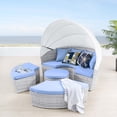 thumbnail image 2 of Lounge Daybed Sofa Bed, Grey Gray Blue, Rattan, Wicker, Modern Contemporary, Outdoor Patio Balcony Cafe Bistro Garden Furniture Hotel Hospitality, 2 of 9
