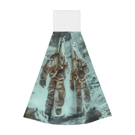 

Horeoi Astronauts On Lunar Mission Print Coral Fleece Microfiber Hanging Hand Towel Absorbent Hand Towel Quick Dry Thicken Cleaning Cloths Wipes Rags for Kitchen & Bathroom