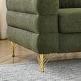 thumbnail image 6 of 2 Pieces Chesterfield Teddy Fabric Upholstered Sofa Set, 6 Seaters Modular Couch with Pillows and Metal Legs for Living Room Office Apartment, 6 of 14