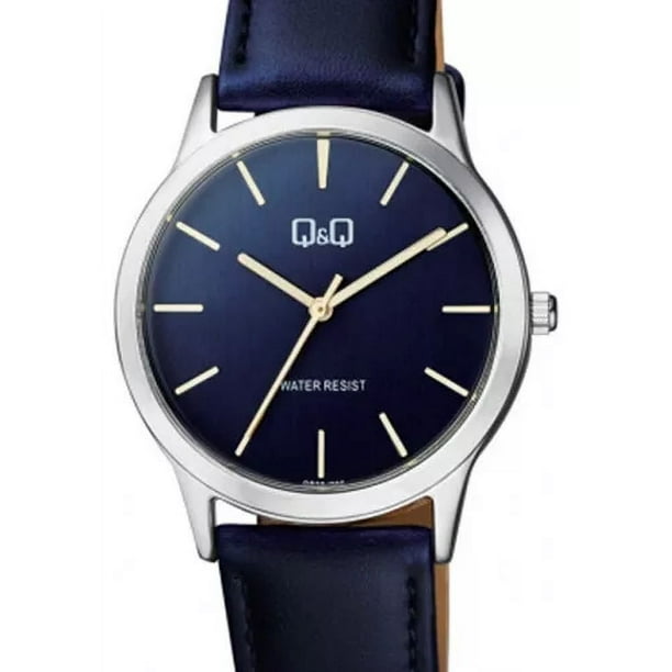 Reloj unisex Q&q By Japan Qb36j302y con correa de color azul y bisel plateado, fondo azul