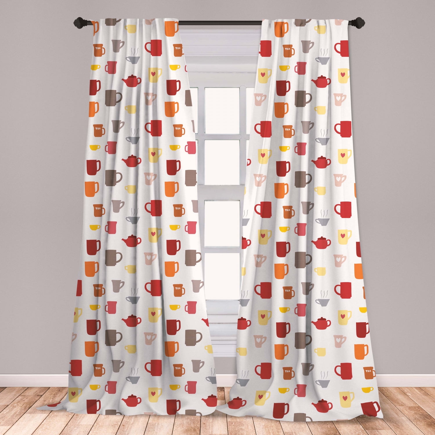 Download Tea Party Curtains 2 Panels Set, Colorful Coffee Cups and ...