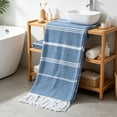 thumbnail image 4 of Beach Towel with Tassels, Striped Quick Dry Lightweight, 100x180cm for Travel Swimming Pool Camping Picnic, 4 of 6
