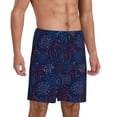 thumbnail image 2 of Gaeub Blue Firework Print Men's Short Pajama Pants, Sleep Shorts, Household Pants, Casual Pants with Pockets-Medium, 2 of 6