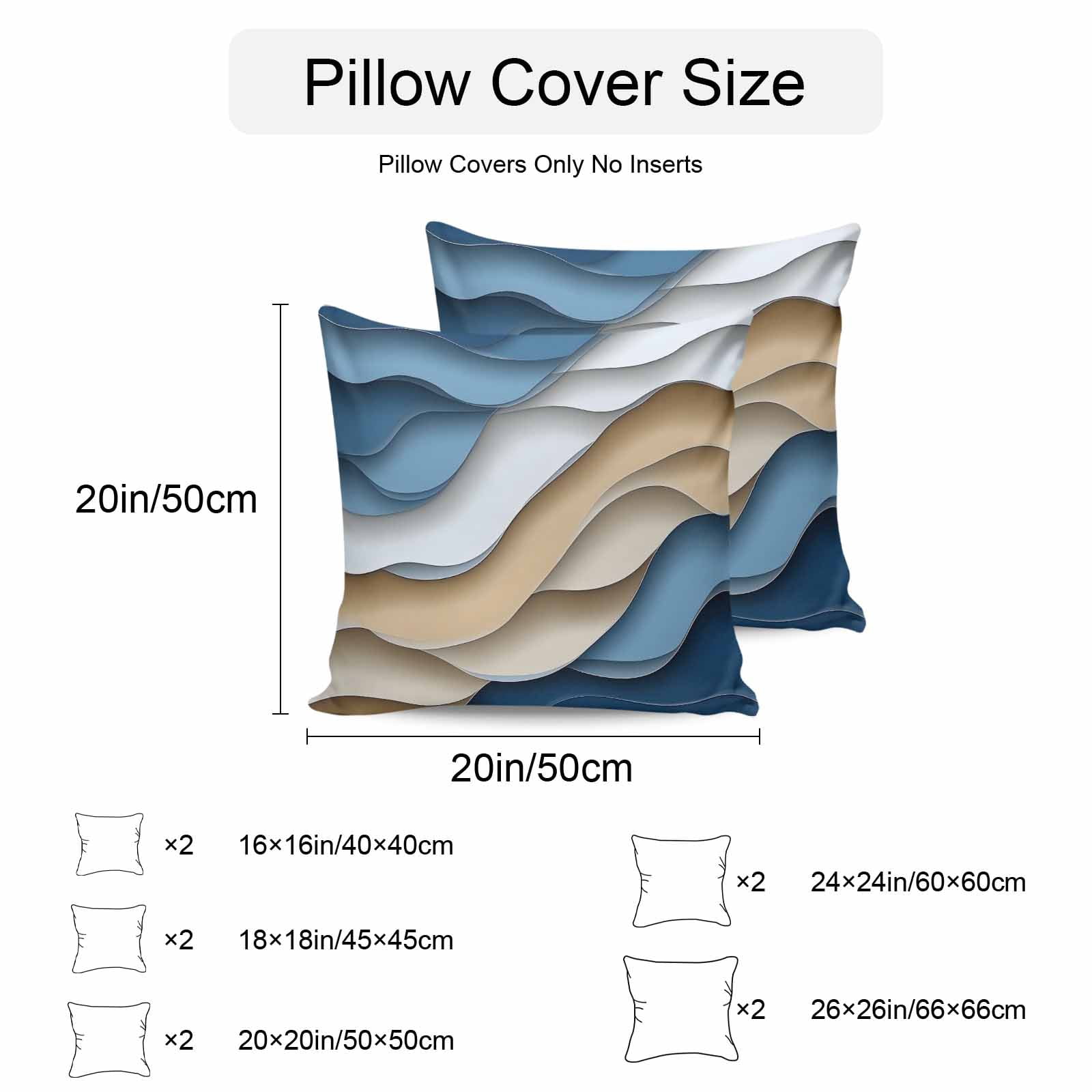 Blue Brown Outdoor Pillow Covers 26x26 Inch Throw Pillow Covers Set of 2 Waterproof Decorative Pillow Cases Ombre Aesthetics Geometric Moire Art Cushion Covers for Patio Furniture Garden Couch Sofa