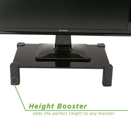 Mind Reader - 4 Leg Glass Monitor Stand - Black