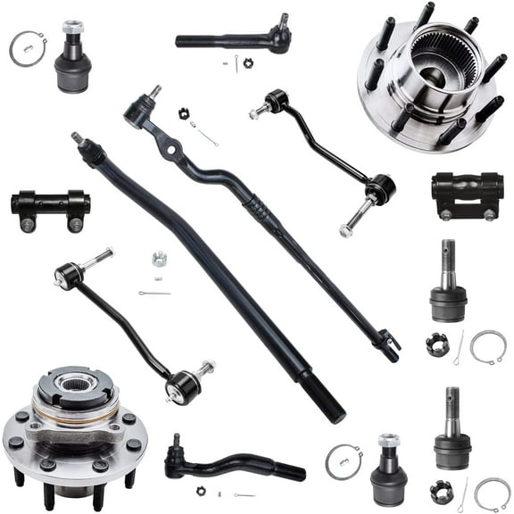 Detroit Axle - 14pc 4WD Front Wheel Hubs Ball Joints Suspension Kit Replacement for Ford F-250 Super Duty Fits select: 2000-2001 FORD F250 SUPER DUTY, 2000-2001 FORD F350 SUPER DUTY