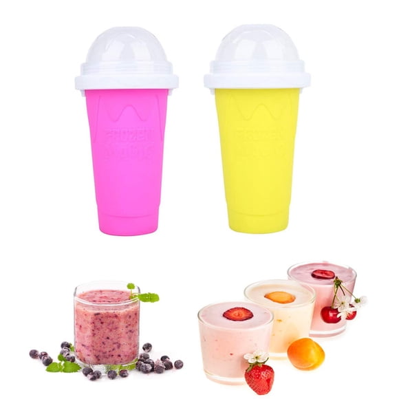 Taza para hacer granizados, taza mágica para batidos congelados rápidos, taza de enfriamiento, taza exprimible de doble capa, máquina para hacer granizados, batidora de leche casera, máquina para hace