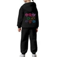 thumbnail image 6 of CAIVO Child Girls Casual Flower Print Long Sleeve Hoodie And Pants Outfit Sets Fashionable Two Piece Toddler Home Soft Playwear Comfy Daily Wear Fashion Kids Cozy Clothing Sets, 6 of 7