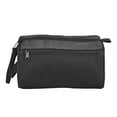 Basics Black Toiletry Bag with DoubleZippered Wide Access, QuickGrab