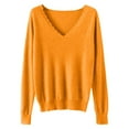 thumbnail image 4 of Turilly Fashion Women's Casual Sweaters V-Neck Solid Color Loose Base Knitted Sweater, 4 of 5