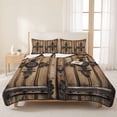 thumbnail image 3 of Twin XL Quilt Set 68''x98'', Farmhouse Brown Lightweight Bedspread Coverlet Set with 2 Pillow Shams, Rustic Wooden Historical Barn Door Plank Breathable All Season Quilt Bedding for Dorm/Guest Room, 3 of 9