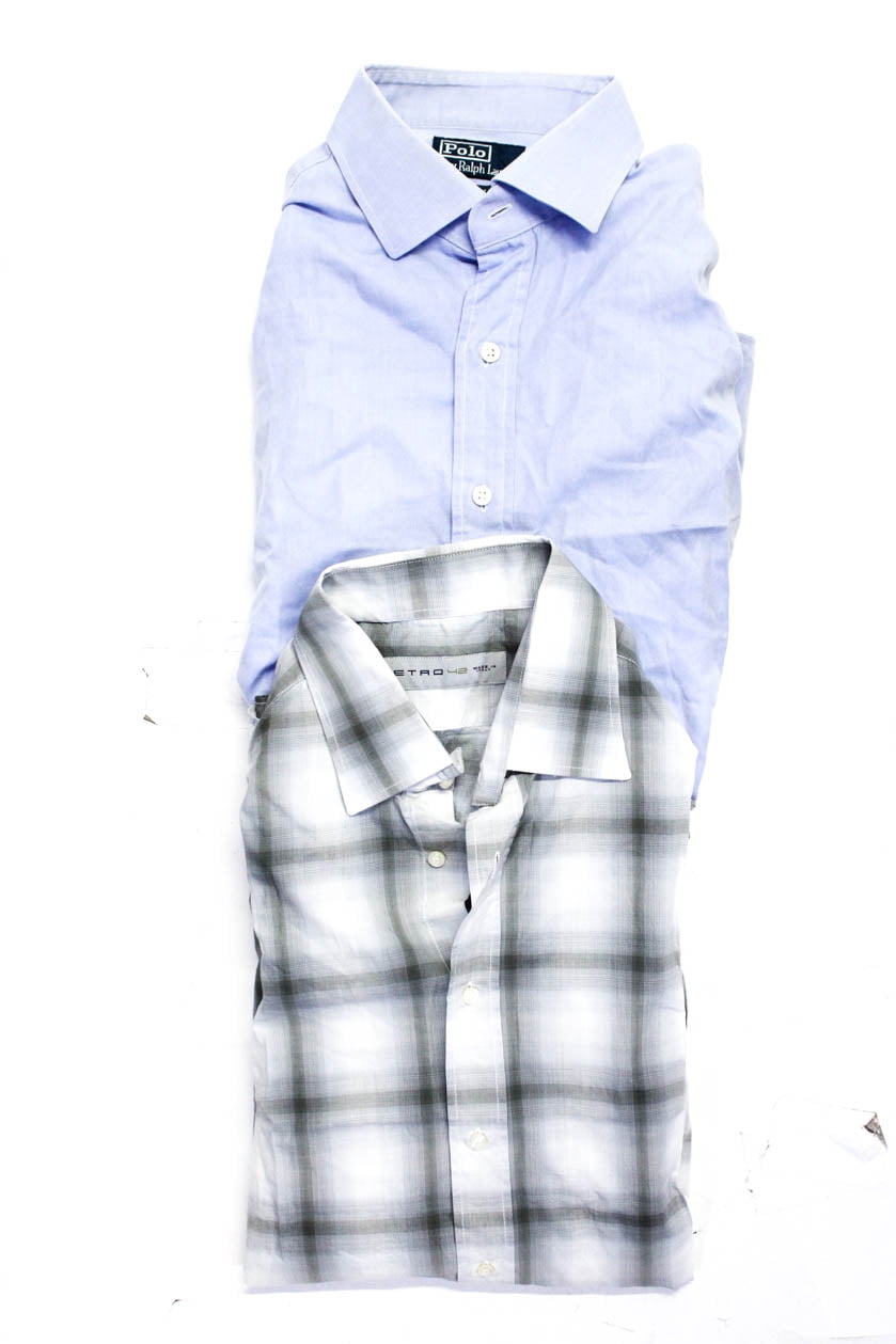 PreownedPolo Ralph Lauren Mens Blue Cotton Custom Fit Dress Shirt