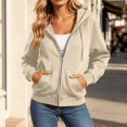 thumbnail image 3 of Womens Solid Color Zip Up Hoodies Long Sleeve Casual Hooded Sweatshirt with Pockets Fall Winter Warm Jackets Clothes, 3 of 8
