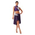 thumbnail image 2 of iiniim Lyrical Dance for Women Sequin Crop Top Mesh Tulle Leotard Skirt Modern Contemporary Dancewear Purple M, 2 of 7