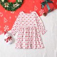 thumbnail image 4 of Vestido estampado de manga larga y cuello redondo para niña, de Navidad, 4 of 8