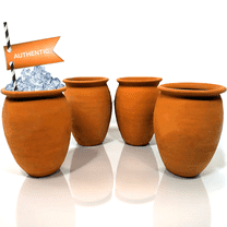Alondra's Imports Handcrafted, Natural Clay Cups From Mexico (Cantaritos Mexicanos, Fiesta Mexicana) for Hot & Cold Beverages (Cocktail Glasses for Tequila, Margaritas, Mojitos & More), Set of 8