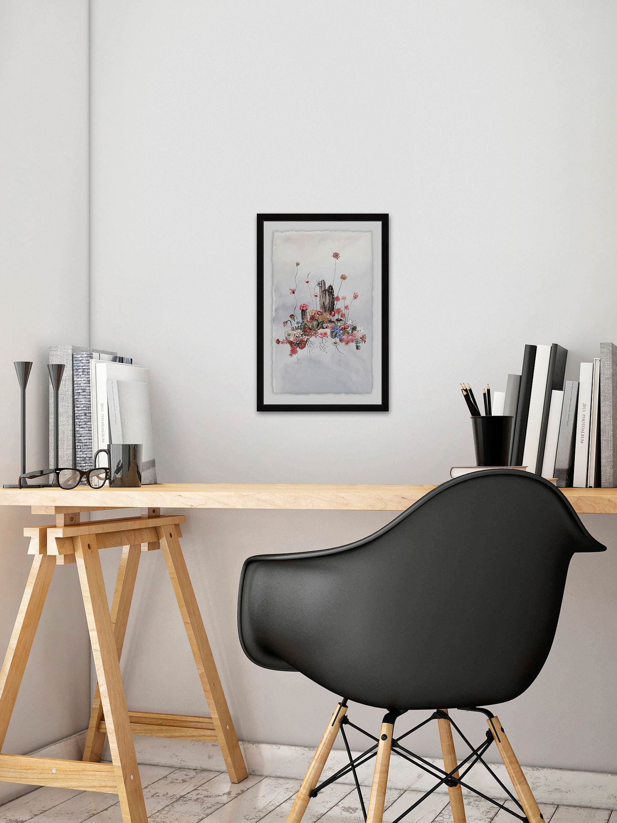 Blush Cactus Flowers Framed Painting Print