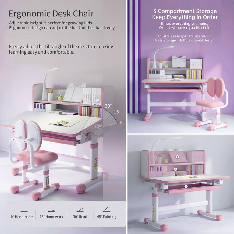 Kids Ergonomic Home Furniture Large Storage Height Adjustable Children Desk  - China Kid Desk, Study Desk