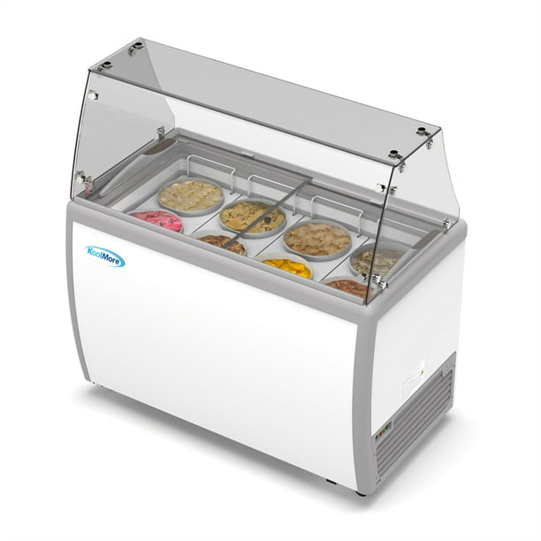 50 in. 8 Tub Ice Cream Dipping Freezer with Sneeze Guard 13 cu