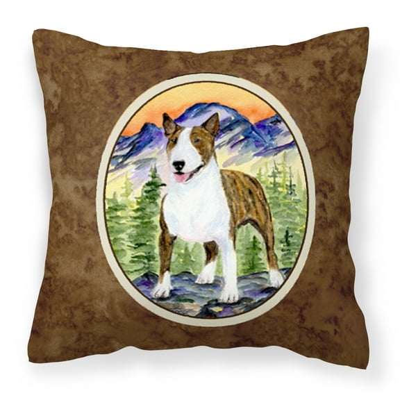 Caroline's Treasures SS8167PW1414 Bull Terrier Fabric Decorative Pillow, 14Hx14W, multicolor