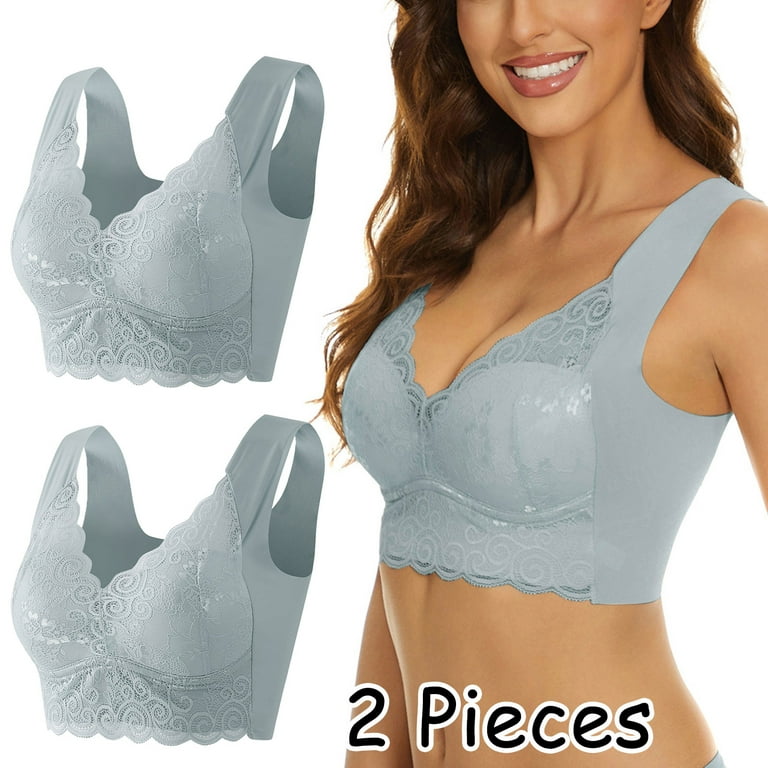 2 Pieces Pack Underoutfit Plus Size Bras For Women Lace Underwear Bralette  Crop Top Female Large Tube Top Push Up Brassiere Bras 