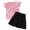 Pink, variant on Sngxgn Girl's Skirt Outfits Long Sleeve Knitted Shirt Sweater Ruffle Trim Tshirt Tops & Mini Skirt Cute Clothes 2 Piece Set(Pink,140)