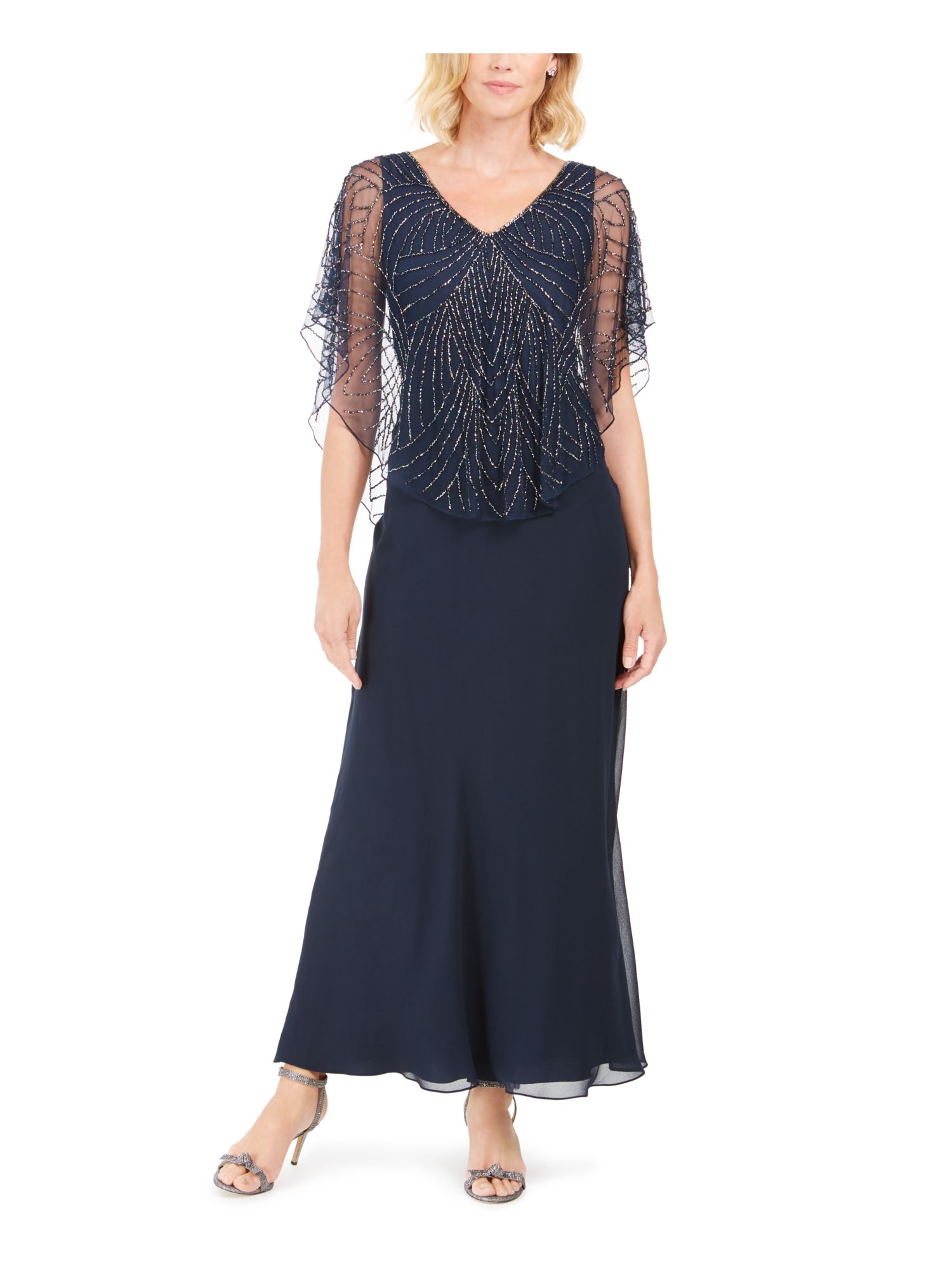 j kara beaded capelet dress Amazon.com: J Kara Women's Beaded Sequin V-Neck Capelet Popover Gown,  Celadon, 6 : Clothing, Shoes & Jewelry