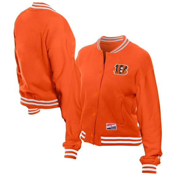 Women's New Era Orange Cincinnati Bengals Throwback Fleece Full-Snap Jacket
