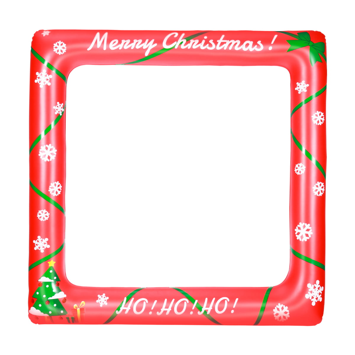 Holiday Party Inflatable Picture Frame Prop Gold Xmas Photo Booth Frame with 32Pcs Photo Booth Props Inflatable Selfie Photo Frame for Christmas Decor Christmas Party Photo Booth Props Frame