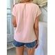 thumbnail image 5 of Blusas de Verano para Mujer, Camisetas Casuales de Corta, Cuello Redondo, Blusas Bohemias con Estampado Floral de Crochet. Rosa L, 5 of 10