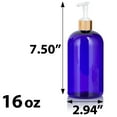 thumbnail image 4 of Cobalt Blue Plastic PET Boston Round Bottle with Gold Lotion Pump (12 Pack), 4 of 5