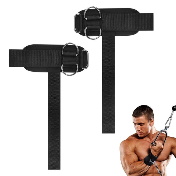 2Pcs Weight Lifting Straps with D Rings Heavy Duty Cable Machines Attachments Wrist Straps Men Women Gym Workout Pull-up Deadlifts Lifting Straps