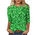 thumbnail image 2 of REORIAFEE Graphic Tees for Women Plus Size St. Patrick's Day Printed 3/4 Sleeve Shirts Paddy's Day Round Neck Casual Tees Soft Trendy Tops Green XXXXXL, 2 of 5