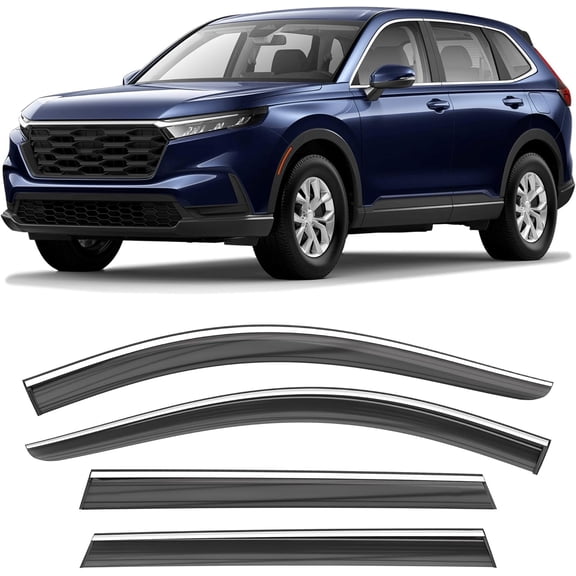 MRY Shatterproof Taped-On Window Deflectors for Honda CR-V 2023-2026 with Chrome Trim, Rain Guards, Window Visors, Vent Deflector, 4PC