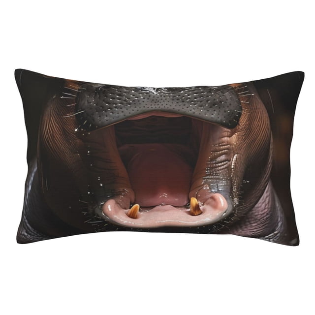 Balery Playful Baby Hippo Splash Funda de Cojín Estampada, Regalos para Mujeres, Regalos de Amor para Ella, Regalos para Novia o Esposa, Funda de Almohada-14"x20"