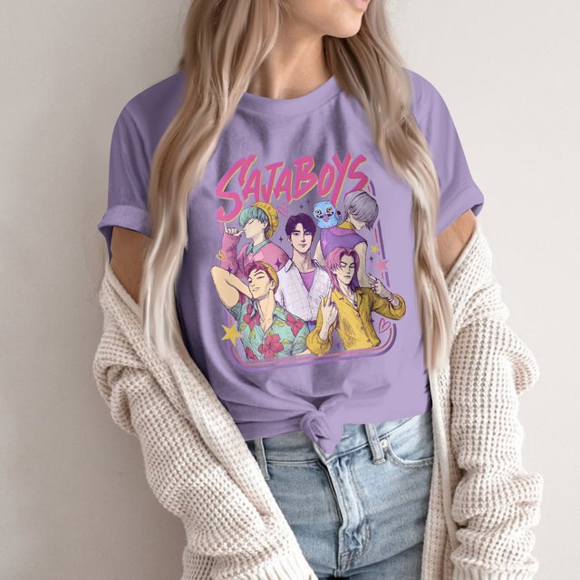 Pop cazadora para niña Demon Hunters Boys Girls Fashion Round-Neck Group Panels T Shirt (Purple)