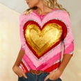 thumbnail image 4 of Vetsdori Womens Tops Gifts for Girlfriend Valentine Pullover 3/4 Sleeve Graphic Heart Print Cute,Holiday T-Shirts for Junior Crew Neck, 4 of 6