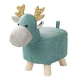 thumbnail image 4 of Reposapiés con patas de madera, taburete para niños, taburete otomano con forma de animal Azul, 4 of 9