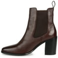thumbnail image 2 of Journee Signature Womens Genuine Leather Rowann Square Toe Stacked Chelsea Booties, 2 of 8