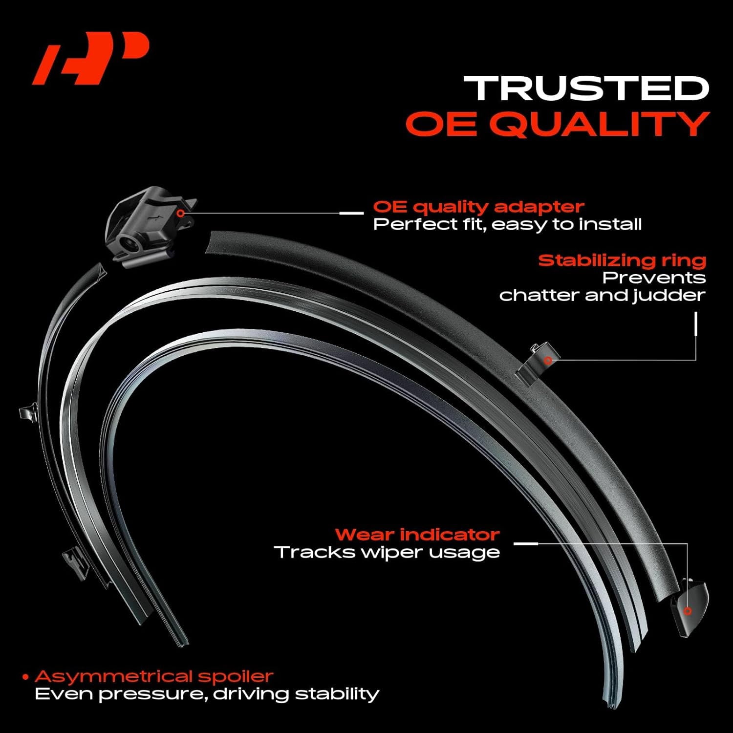 A-Premium Pack of 2 Windshield Wiper Blades with Wear Indicator & Towel - Compatible with Mercedes-Benz C250, C300, C350, E200, E250, E300, E350, E400-24" and 24", SL Connector, Left and Right