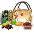 thumbnail image 3 of Yiaed Christmas Snowman Gift Print Lunch box lunch bag Portable Insulated Lunch Box for Women Men Cooler Tote Bag with Front Pocket for Work Picnic Travel, 3 of 6