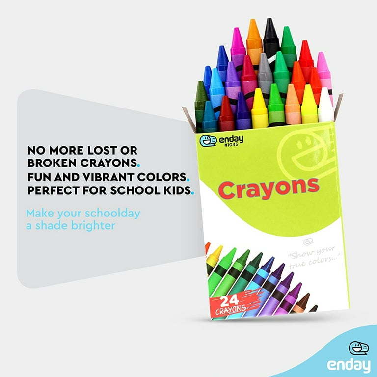 Enday Assorted 24 Count Crayons for Toddlers Non Toxic Kids