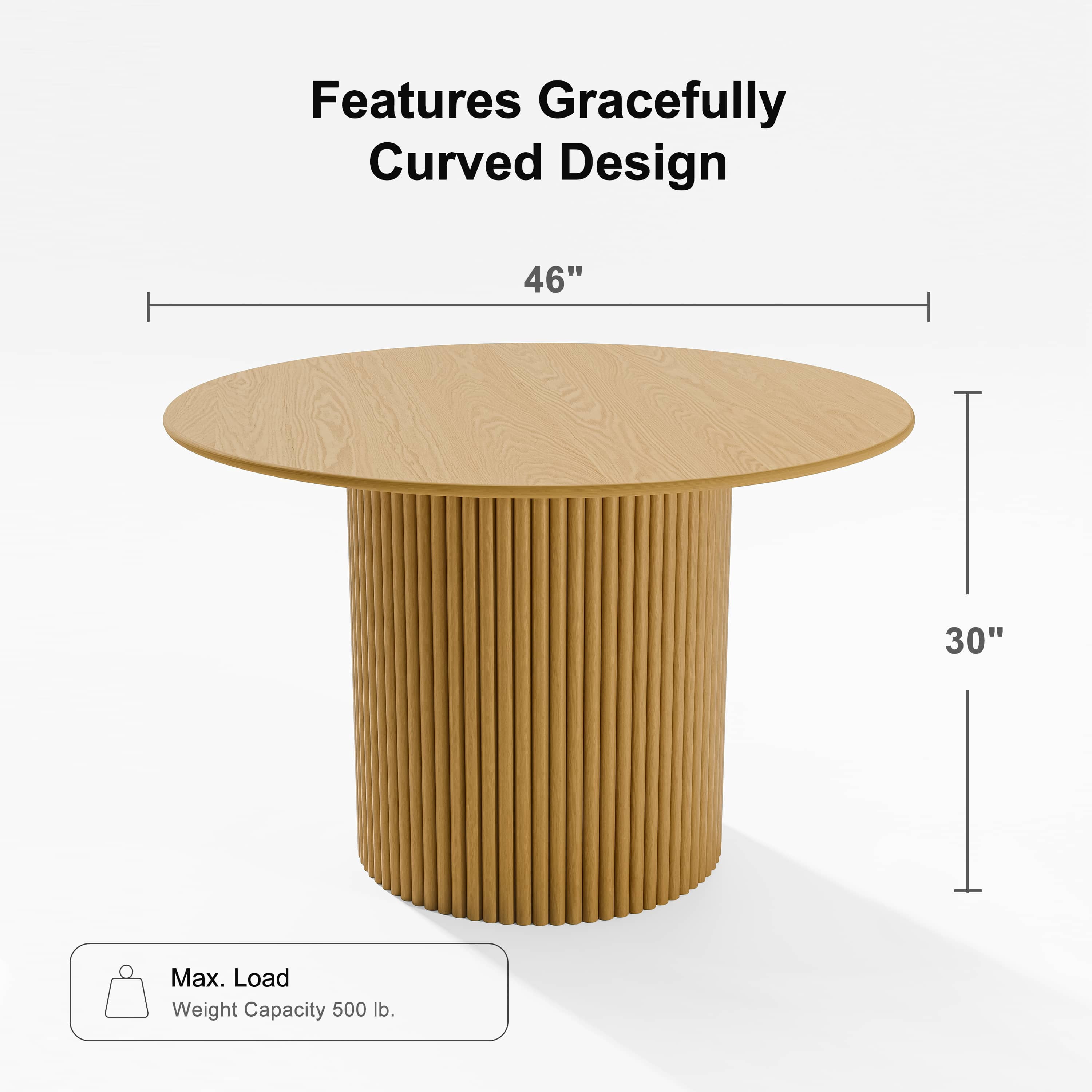 MAYEERTY 46" Wooden Round Table for 4，Mid-Century Kitchen Table for Dining Room Kitchen,Natural Wood