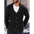 thumbnail image 2 of Mens Cable Knit Cardigan Sweater Shawl Collar Loose Fit Long Sleeve Casual Cardigans, 2 of 5