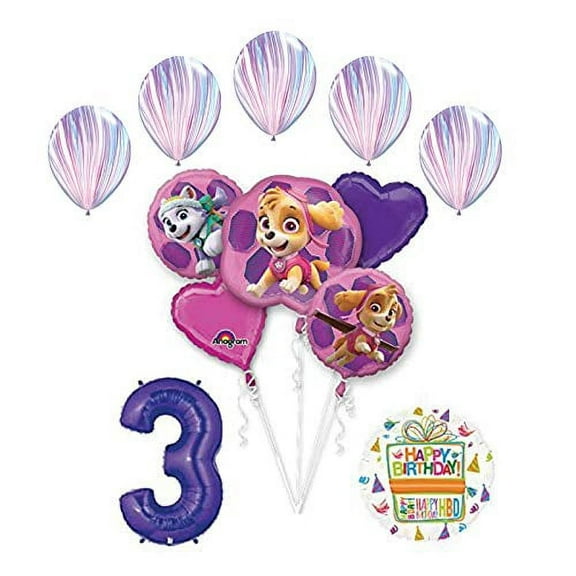 Skye and Everest 3rd Birthday Party Supplies and Balloon Bouquet Decorations
