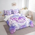 thumbnail image 3 of Homewish Abstract Gradient Skull Bedding Comforter Set 7-Piece for Female Men Women,Bohemian Chic Flowers King Bedding Sets,Starry Sky Ultra Soft Bed Sheets,Microfiber Bedroom Decor,Reversible, 3 of 8